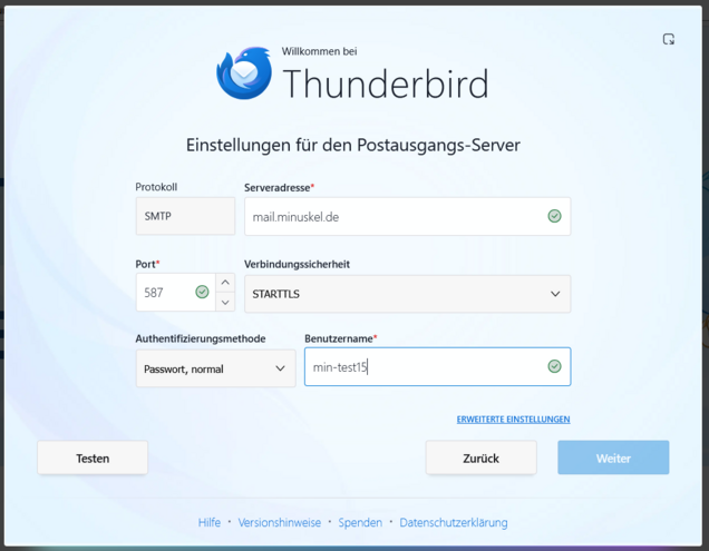 Thunderbird Einstellungen Postausgang